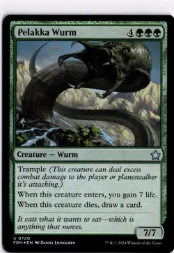 MTG Foundations FOIL Pelakka Wurm U 720 NM Pack Fresh ActualScan of Card - Image 1