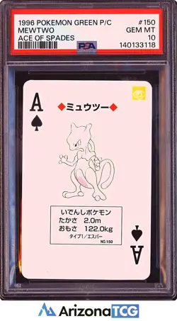 Pokemon 1996 Mewtwo Ace Of Spades 150 Green Playing Cards Japanese PSA 10 - Image 1