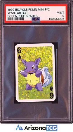 Pokemon 1999 Wartortle 6 Green Bicycle Pokemon Mini Playing Cards PSA 9 - Image 1