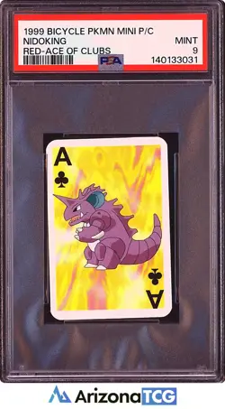 Pokemon 1999 Nidoking Ace Of Clubs Bicycle Pokemon Mini Playing Cards PSA 9 - Image 1