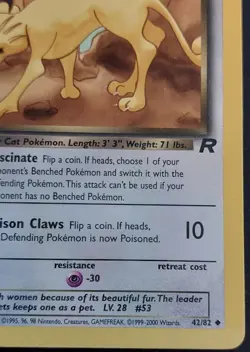 Pokemon tcg Dark Persian Uncommon Unlimited Team Rocket 42/82 LP - Image 4