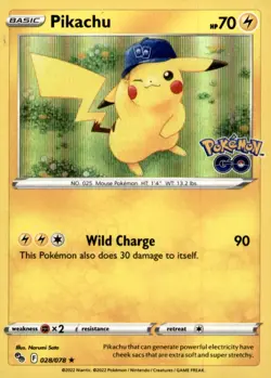Pikachu (28) Holo Rare Pokemon GO 028/078 NM - Image 1