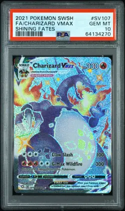 2021 POKEMON SWORD & SHIELD SHINING FATES #SV107 FULL ART/CHARIZARD VMAX PSA 10 - Image 1