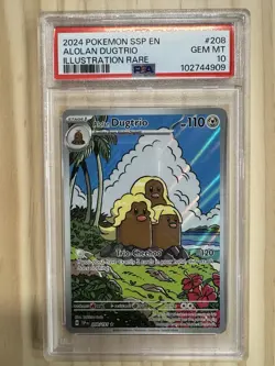 Pokemon Alolan Dugtrio 208/191 Surging Sparks Illustration Rare Holo PSA 10 - Image 1
