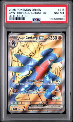 2025 POKEMON DRI EN-DESTINED RIVALS ULTRA RARE #215 CYNTHIA'S GARCHOMP EX PSA 8 - Image 1