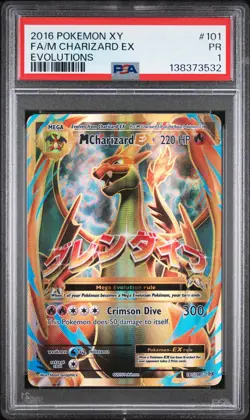 2016 POKEMON XY EVOLUTIONS #101 FULL ART/M CHARIZARD EX PSA 1 - Image 1