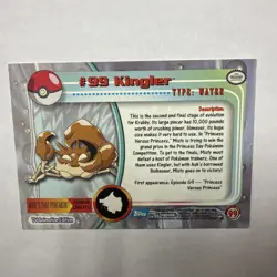 Kingler #99 2000 Topps Pokemon TV Animation Edition Series 2 - Image 2
