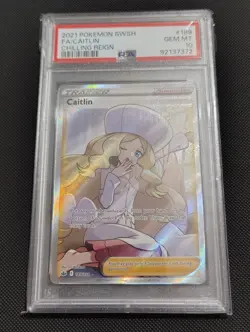 2021 POKEMON SWORD & SHIELD CHILLING REIGN #189 FULL ART/CAITLIN PSA 10 - Image 1