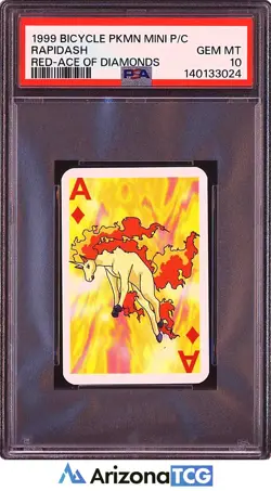 Pokemon 1999 Rapidash Red Ace Of Diamonds Bicycle PKMN Mini Playing Card PSA 10 - Image 1