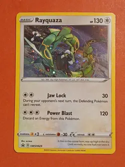 Pokemon Sword & Shield Rayquaza SWSH 029 Promo Card Black Star Holo - Image 1