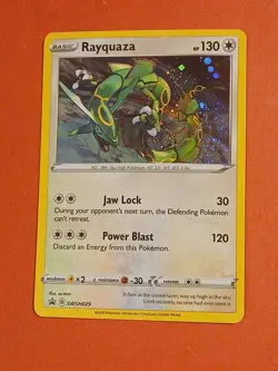 Pokemon Sword & Shield Rayquaza SWSH 029 Promo Card Black Star Holo - Image 2