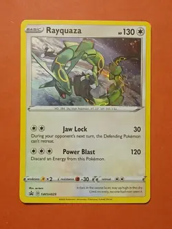 Pokemon Sword & Shield Rayquaza SWSH 029 Promo Card Black Star Holo - Image 3