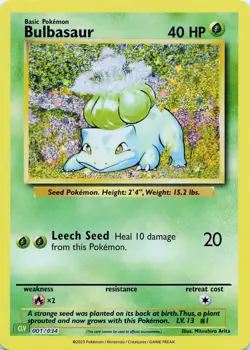 POKEMON Bulbasaur #001/034 Holo Trading Card Game Classic NM - Image 3