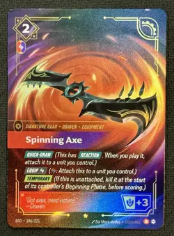 Spinning Axe 186/221 Holo Foil Riftbound Spiritforged TCG Epic Card English NM/M - Image 1