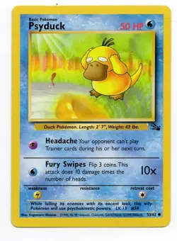Psyduck 53/62 Fossil Pokemon Card NM - LP WotC - Image 1