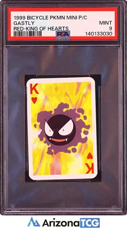 Pokemon 1999 Gastly King Of Hearts Red Bicycle Pokemon Mini Playing Cards PSA 9 - Image 1