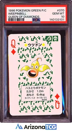 Pokemon 1996 Weepinbell 070 Queen Of Diamonds Green Playing Card Japanese PSA 10 - Image 1