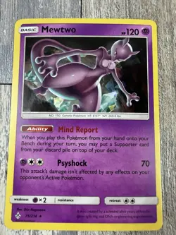 Pokemon TCG Mewtwo NM Rare Cracked Ice Holo Trading Card 75/214 Unbroken Bonds - Image 1