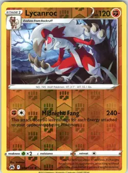 LYCANROC 074/159 CROWN ZENITH POKEMON REVERSE HOLO NM/M - Image 1