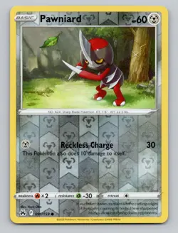 Reverse Holo Pawniard 091/159 Common Crown Zenith Pokemon - Image 1