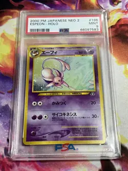 PSA 9 Mint Espeon Holo Neo Discovery 2 Japanese Pokemon Card #196 - Image 1