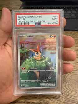 2025 Pokemon SVP EN-SV Black Star Promo 208 Victini Illustration Rare PSA 9 - Image 1