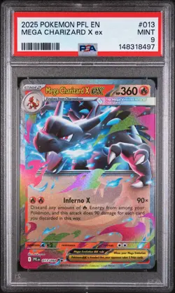2025 POKEMON PFL EN-PHANTASMAL FLAMES #013 MEGA CHARIZARD X EX PSA 9 - Image 1