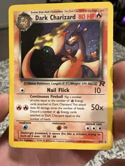 Pokemon Dark Charizard Holo Rare TCG Unlimited Card 4/82 With Swirl - Image 1