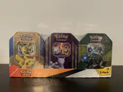 2016 POKEMON EX tins Zygarde + Mewtwo + Pikachu FACTORY SEALED! - Image 1