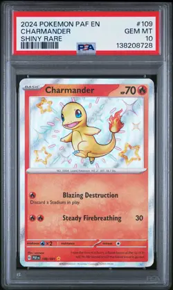 2024 POKEMON PAF EN-PALDEAN FATES SHINY RARE #109 CHARMANDER PSA 10 - Image 1
