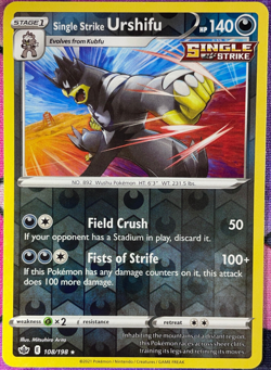 Single Strike Urshifu Reverse Holo Rare - 108/198 - Chilling Reign Pokemon 2021 - Image 1