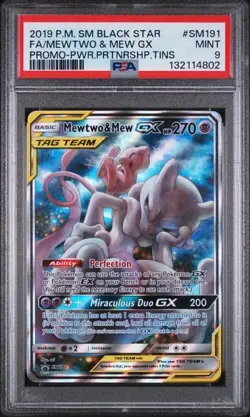 MEWTWO & MEW GX SM191 PSA 9 POKEMON ENGLISH BLACK STAR PROMO 2019 - Image 1