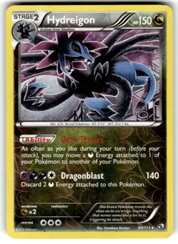 Pokemon TCG Hydreigon 99/113 Legendary Treasures Reverse Holo Rare LP - Image 1