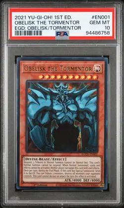 2021 YU-GI-OH! 1ST ED #EN001 OBELISK THE TORMENTOR PSA 10 Population 14 - Image 1