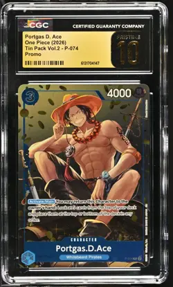 ONE PIECE TCG PORTGAS D. ACE TIN PACK PROMO P-074 CGC 10 PRISTINE BLACK LABEL - Image 1