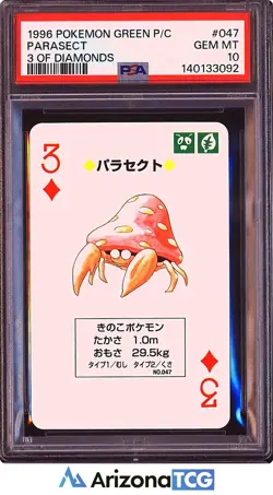 Pokemon 1996 Parasect 047 3 Of Diamonds Green Playing Card Japanese PSA 10 - Image 1
