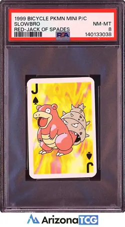 Pokemon 1999 Slowbro Jack Of Spades Red Bicycle Pokemon Mini Playing Cards PSA 8 - Image 1