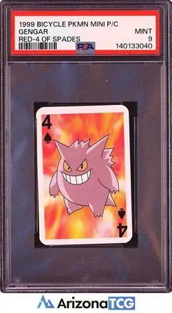 Pokemon 1999 Gengar 4 Of Spades Bicycle Pokemon Mini Playing Card PSA 9 - Image 1