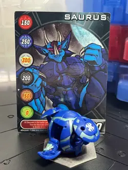 Bakugan Battle Brawlers B1 Aquos Saurus Open Core & Character Card - Image 1