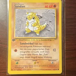 Pokemon Sandshrew 62/102 Base Set 1st Edition German Card - Image 1