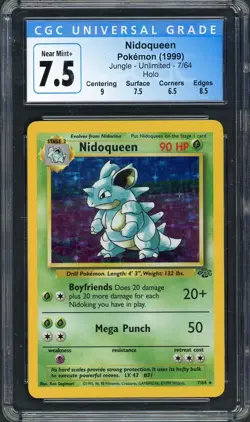 CGC 7.5 Nidoqueen Jungle 7/64 Holo Pokemon Card B6 - Image 1