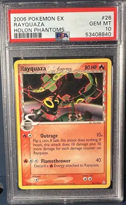 2006 Pokemon Rayquaza EX Holon Phantoms #26 PSA 10 Non Holo Fire Type - Image 1
