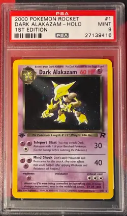 2000 Pokemon 1st Edition Team Rocket 1/82 Dark Alakazam Holo PSA 9 - Image 1