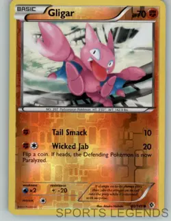 2012 pokemon Boundaries Crossed reverse holo Gligar 80/149 - Image 1
