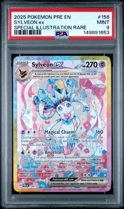 2025 POKEMON PRE EN-PRISMATIC EVOLUTIONS #156 SYLVEON EX PSA 9 - Image 1