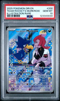 2025 POKEMON DRI EN-DESTINED RIVALS #200 TEAM ROCKET'S MURKROW PSA 10 - Image 1