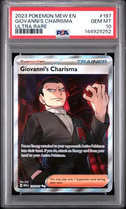 2023 POKEMON MEW EN-151 ULTRA RARE #197 GIOVANNI'S CHARISMA PSA 10 - Image 1