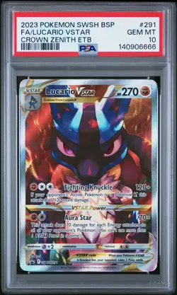 2023 POKEMON SWSH BLACK STAR PROMO #291 FULL ART/LUCARIO VSTAR PSA 10 - Image 1