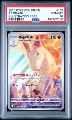2025 POKEMON DRI EN-DESTINED RIVALS ILLUSTRATION RARE #189 RAPIDASH PSA 10 - Image 1