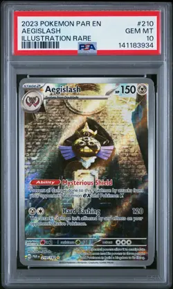 2023 POKEMON PAR EN-PARADOX RIFT ILLUSTRATION RARE #210 AEGISLASH PSA 10 - Image 1